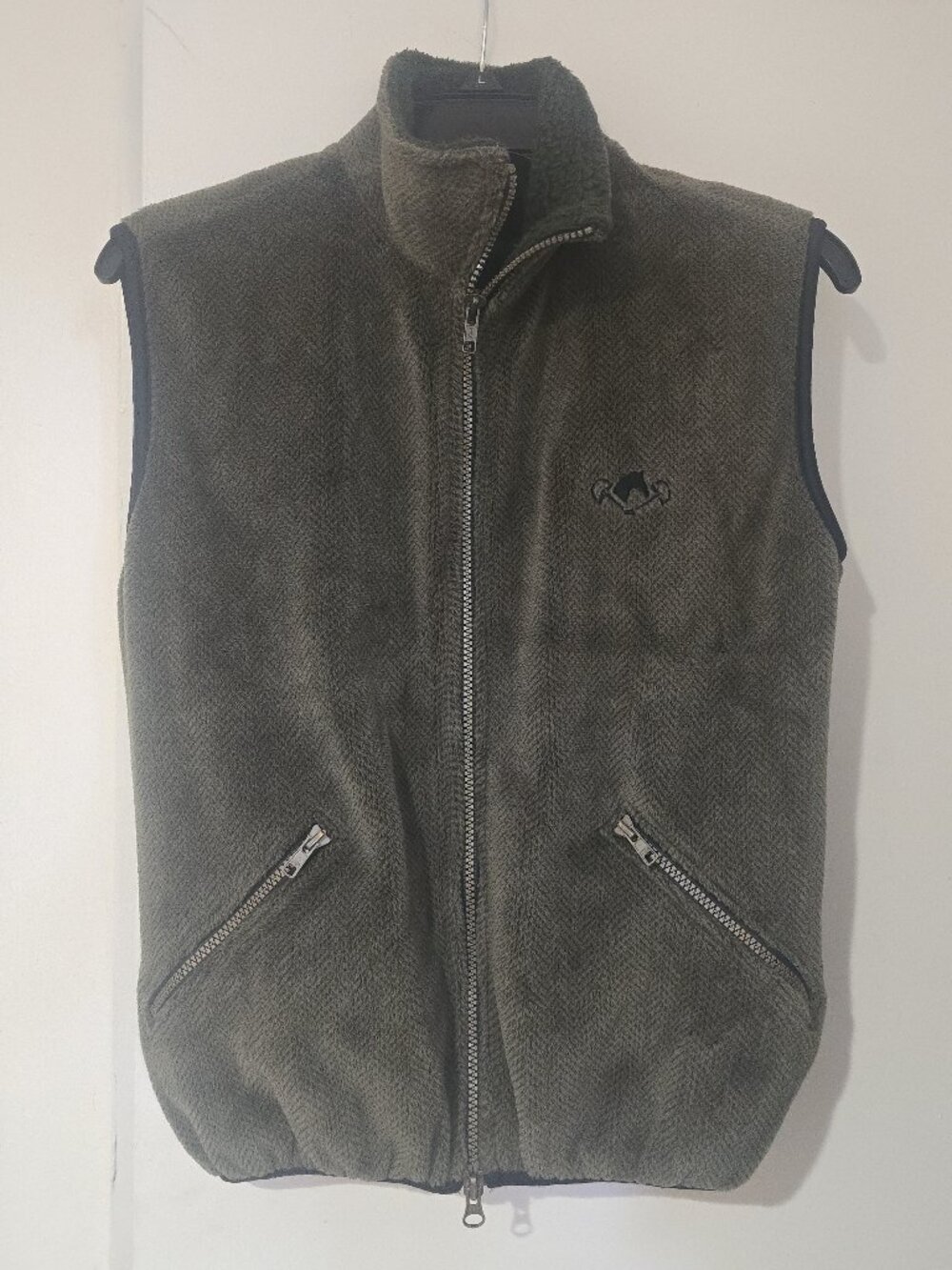 Miller's Polartec Deep Pile Fleece Vest Olive Green Gorpcore Full Zip Gilet XS
